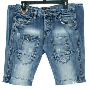 Mens Jeans Distressed Punk Grunge Moto Y2K Streetwear Gorpcore Blue Size 29 IG
